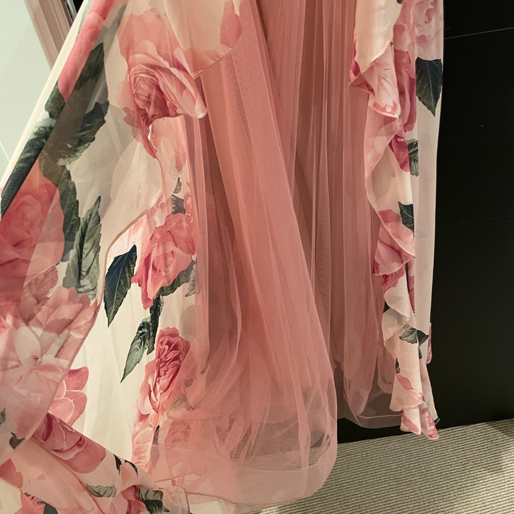 Pink Roses Maxi Prom Dress - Picture 4 of 12